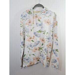 Denim & Flower Men's Cream Floral Lightweight Hoodie Shirt In Size Medium
